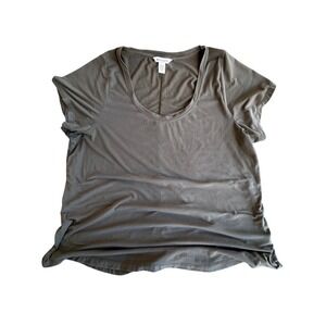 Athleta Olive Green Stratus Tee Plus Size 1X Scoop Neck Short Sleeve Casual Top